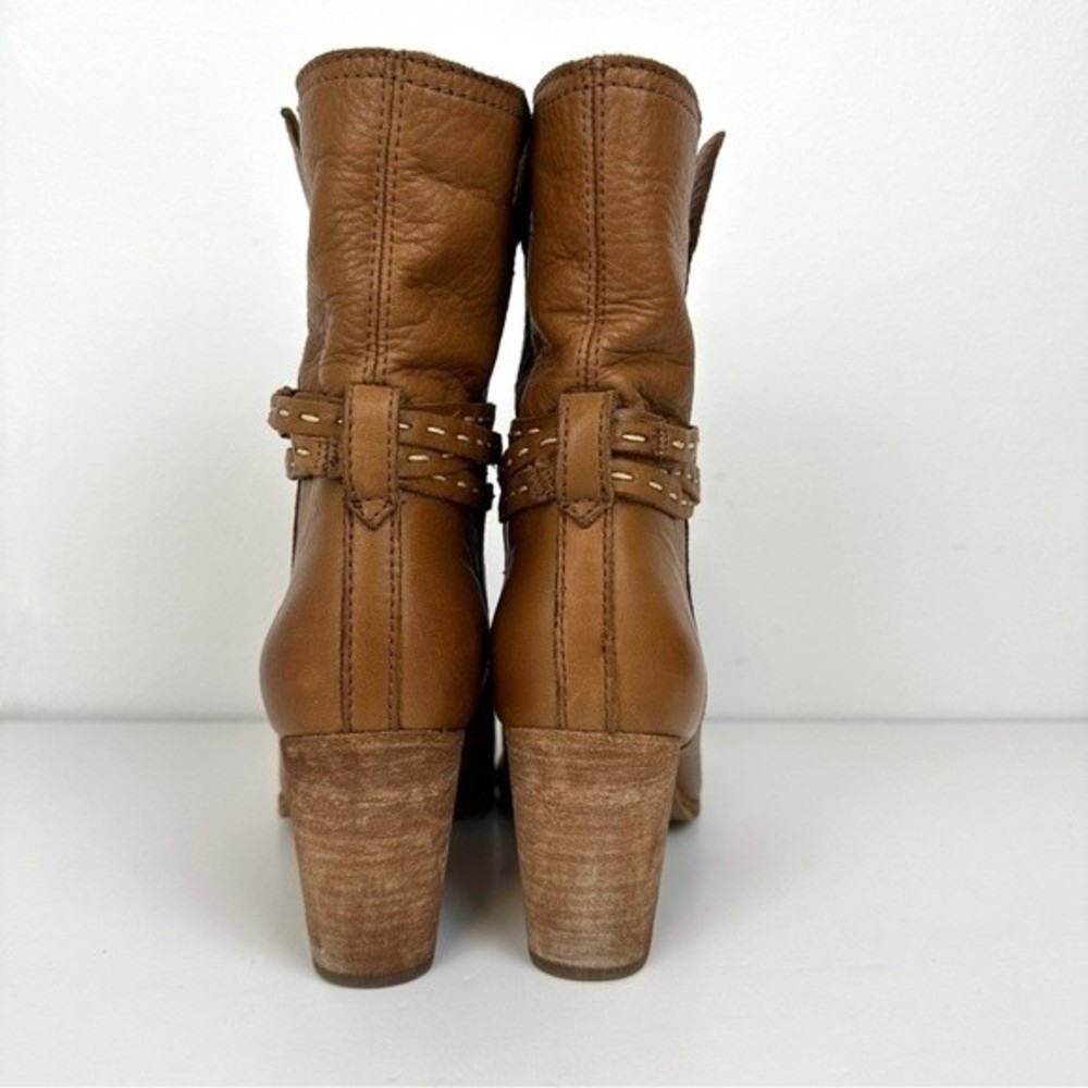 Frye Womens Naomi Pickstitch Mid Boots Leather Whiskey - Picture 5 of 11